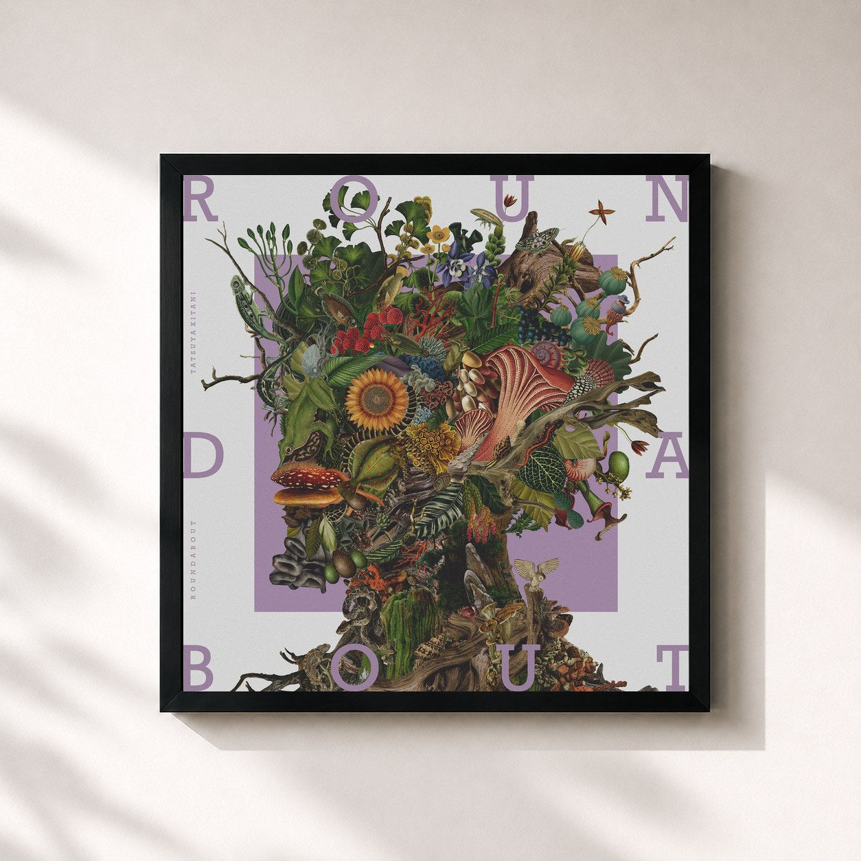 #noir Tableau carré de l'album ROUNDABOUT de Tatsuya Kitani, cadre noir 32x32 cm