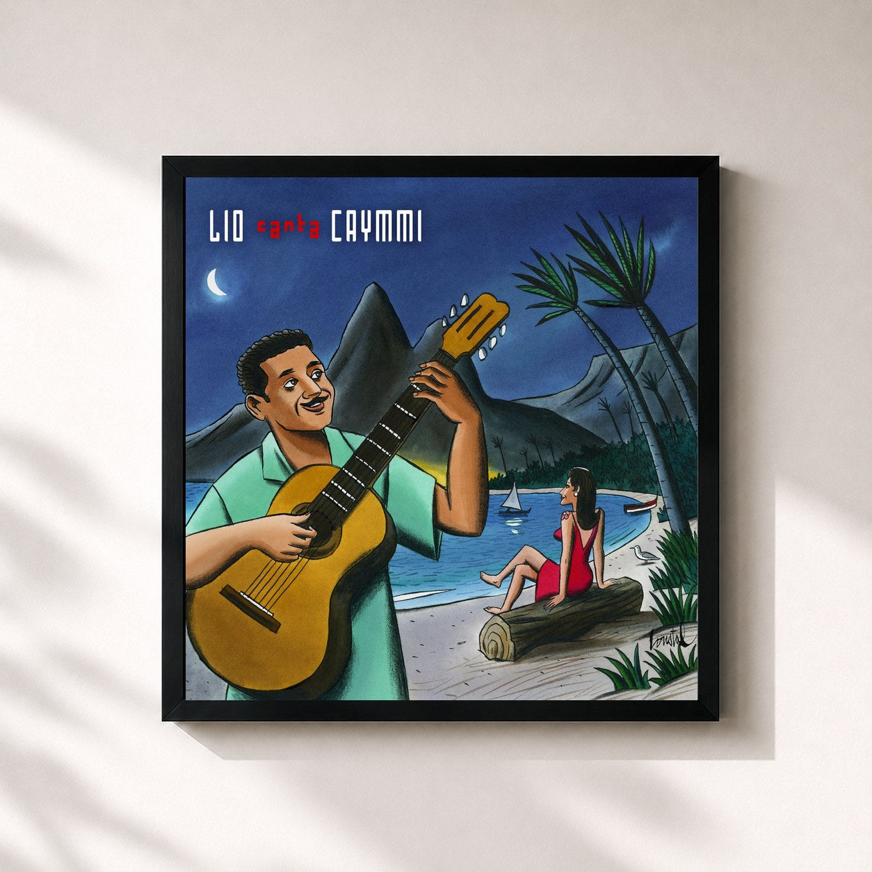 #noir Tableau carré de l'album Lio Canta Caymmi de Lio, cadre noir 32x32 cm