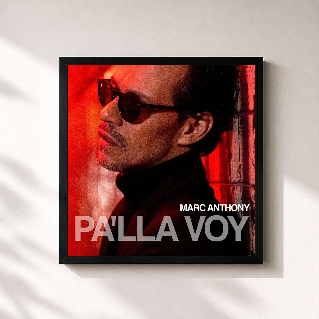 #noir Tableau carré de l'album Pa'lla Voy de Marc Anthony, cadre noir 32x32 cm
