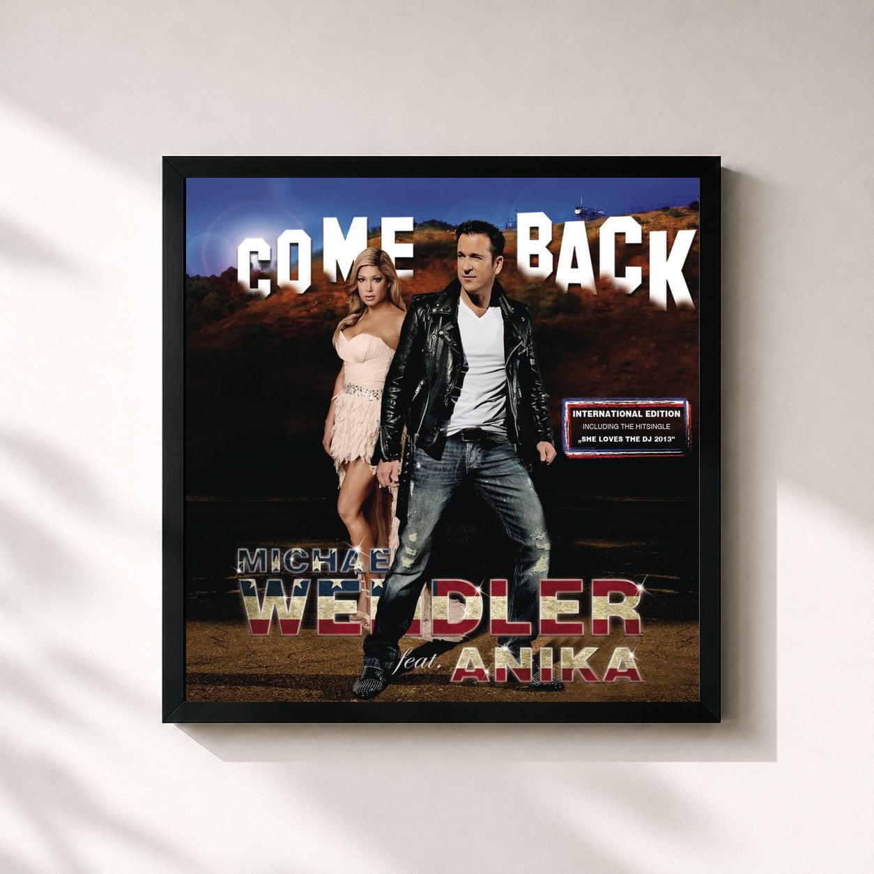 #noir Tableau carré de l'album Come Back - International Edition (feat. Anika) de Michael Wendler, cadre noir 32x32 cm