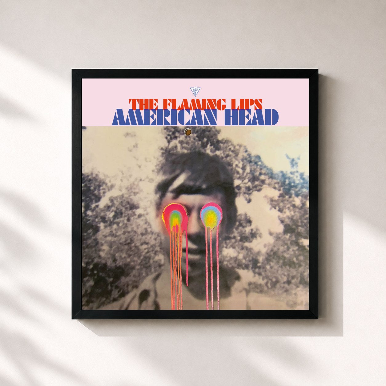#noir Tableau carré de l'album American Head de The Flaming Lips, cadre noir 32x32 cm