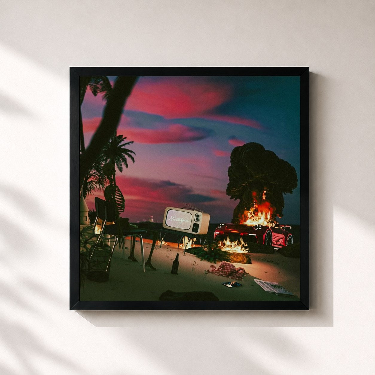 #noir Tableau carré de l'album NOSTALGIA de Eslabon Armado, cadre noir 32x32 cm