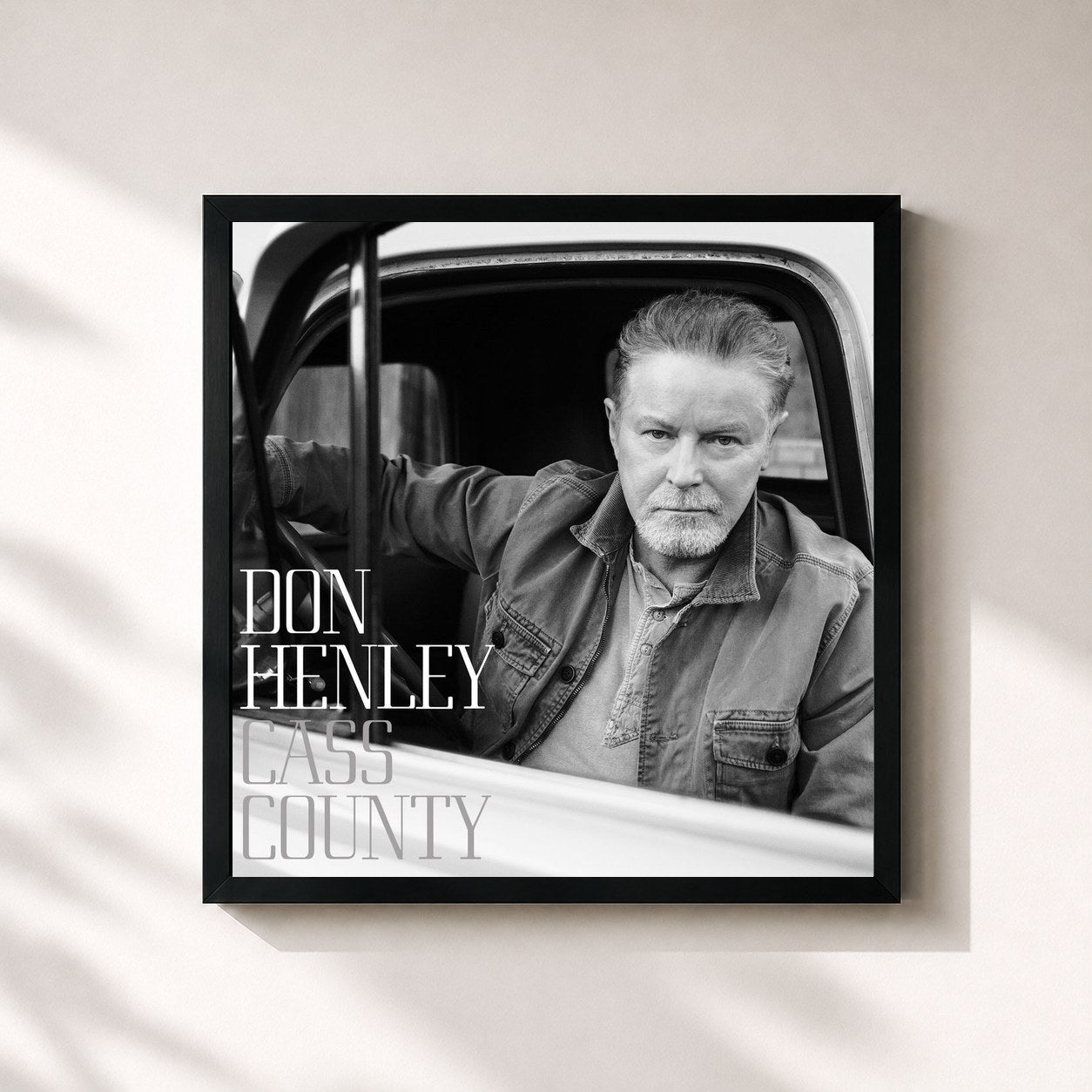 #noir Tableau carré de l'album Cass County (Deluxe) de Don Henley, cadre noir 32x32 cm