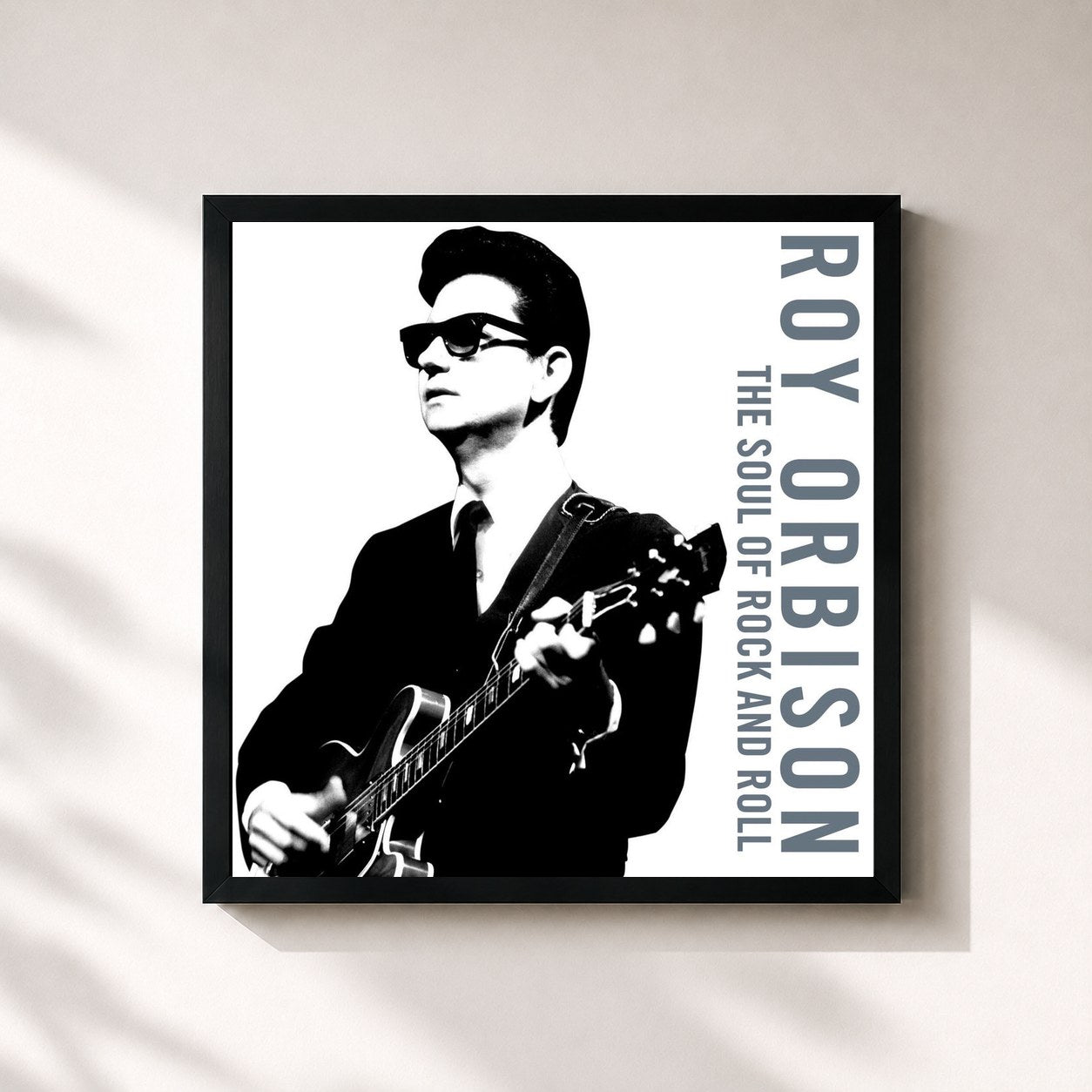 #noir Tableau carré de l'album The Soul of Rock And Roll de Roy Orbison, cadre noir 32x32 cm