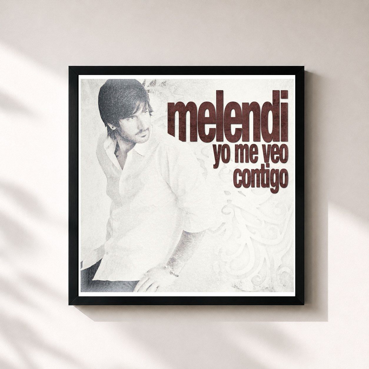 #noir Tableau carré de l'album Yo me veo contigo de Melendi, cadre noir 32x32 cm