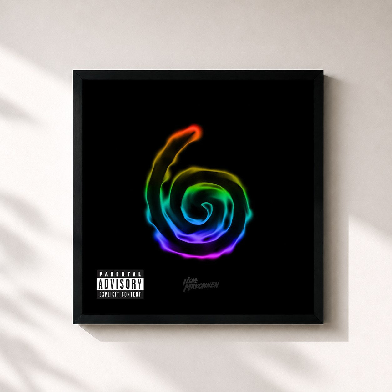 #noir Tableau carré de l'album Drink More Water 6 de ILoveMakonnen, cadre noir 32x32 cm