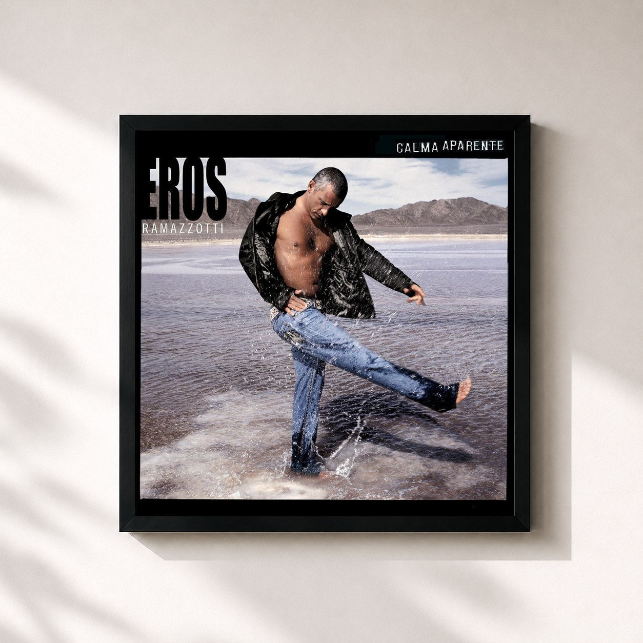 #noir Tableau carré de l'album Calma Aparente de Eros Ramazzotti, cadre noir 32x32 cm