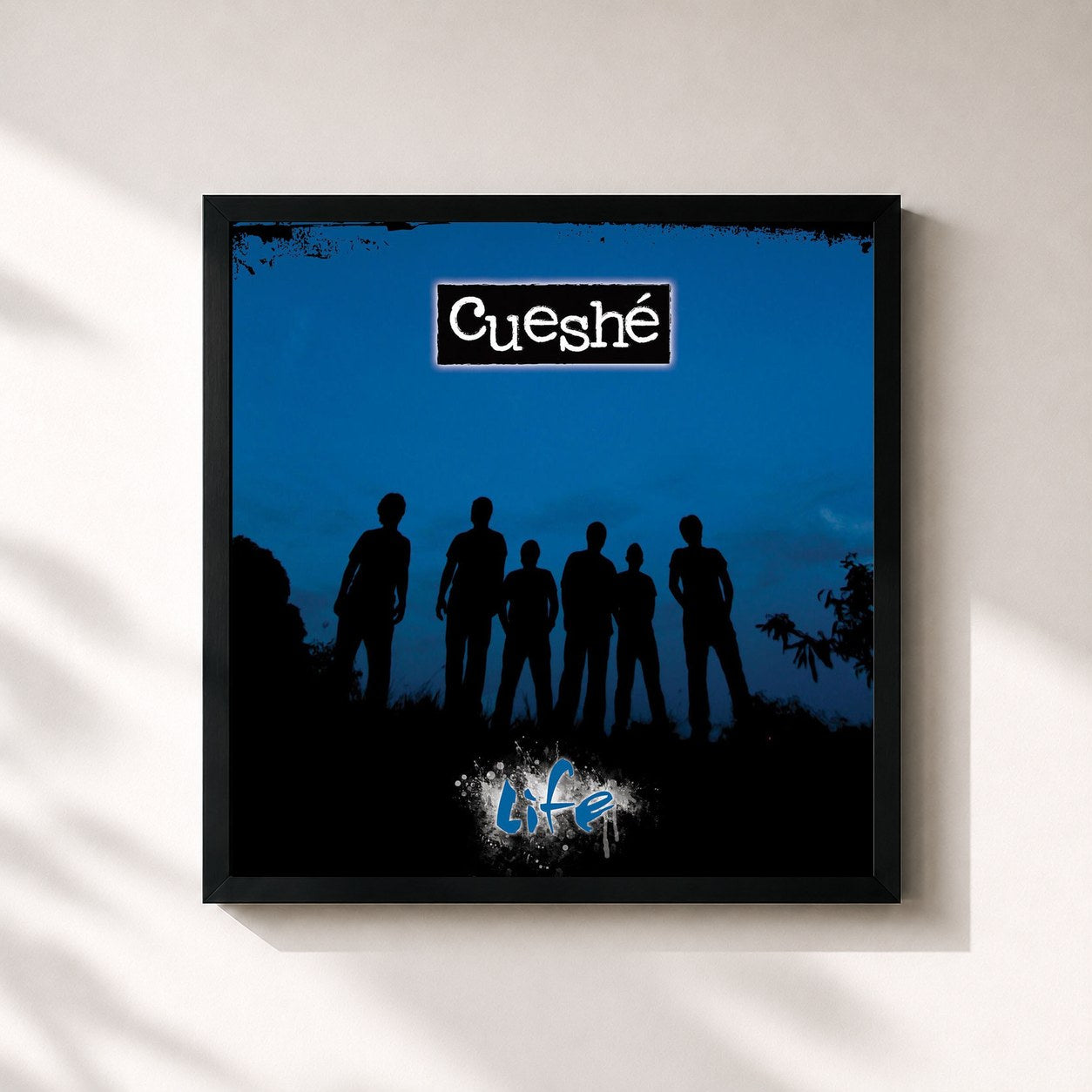 #noir Tableau carré de l'album Life de Cueshé, cadre noir 32x32 cm