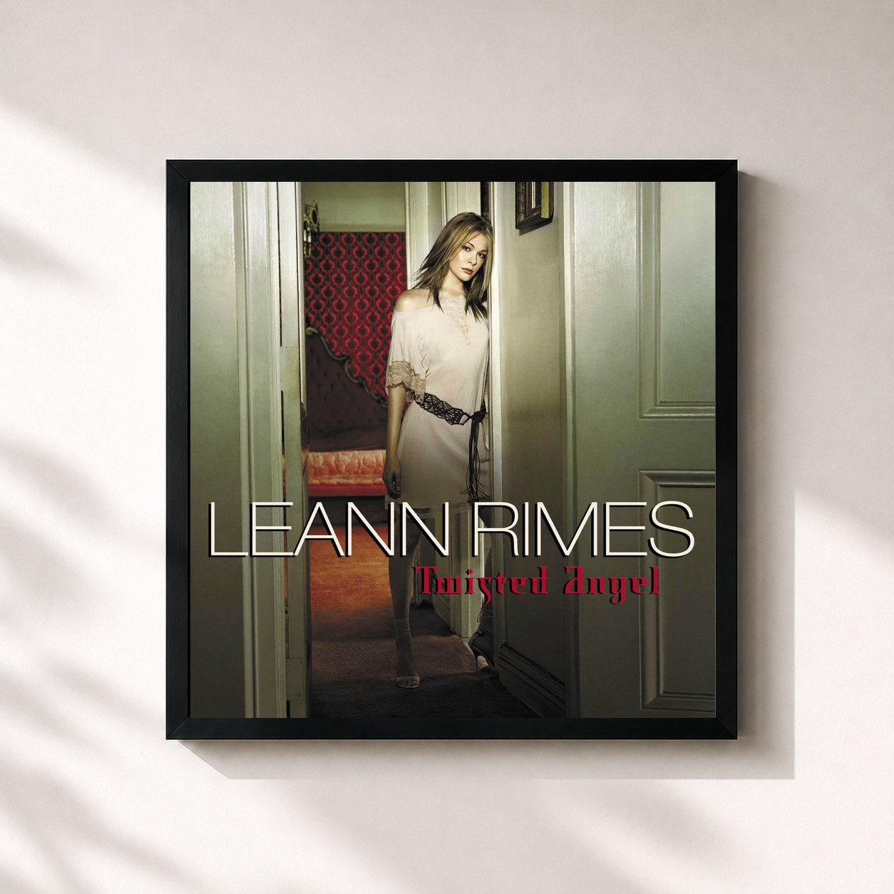 #noir Tableau carré de l'album Twisted Angel de LeAnn Rimes, cadre noir 32x32 cm