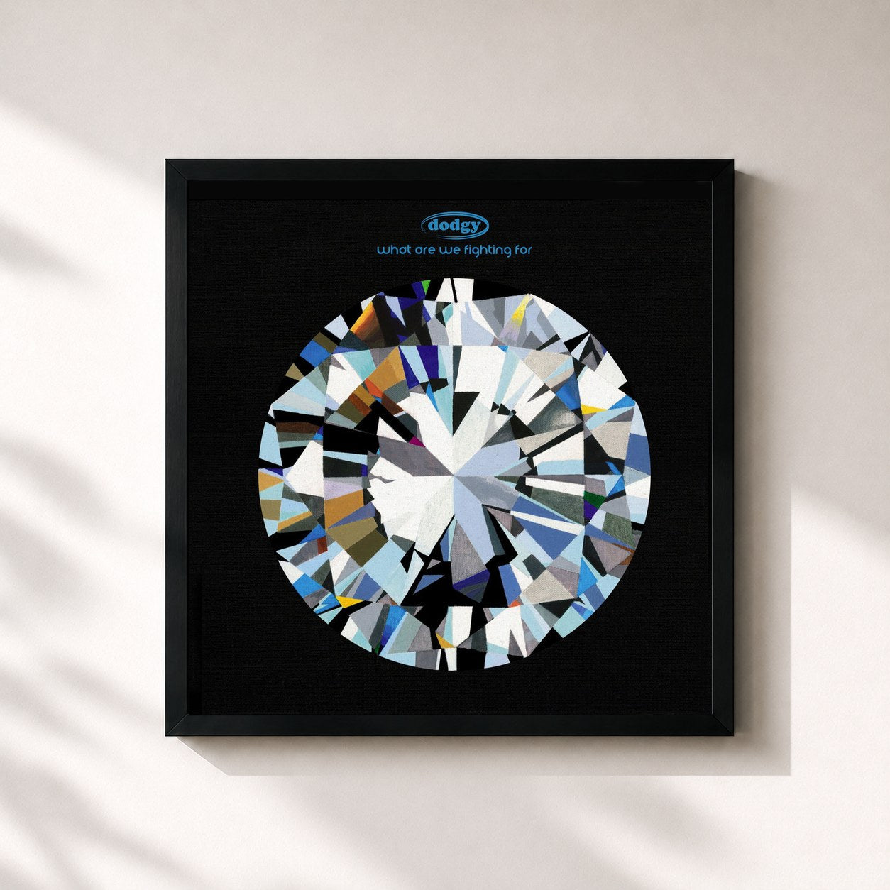 #noir Tableau carré de l'album What Are We Fighting For de Dodgy, cadre noir 32x32 cm
