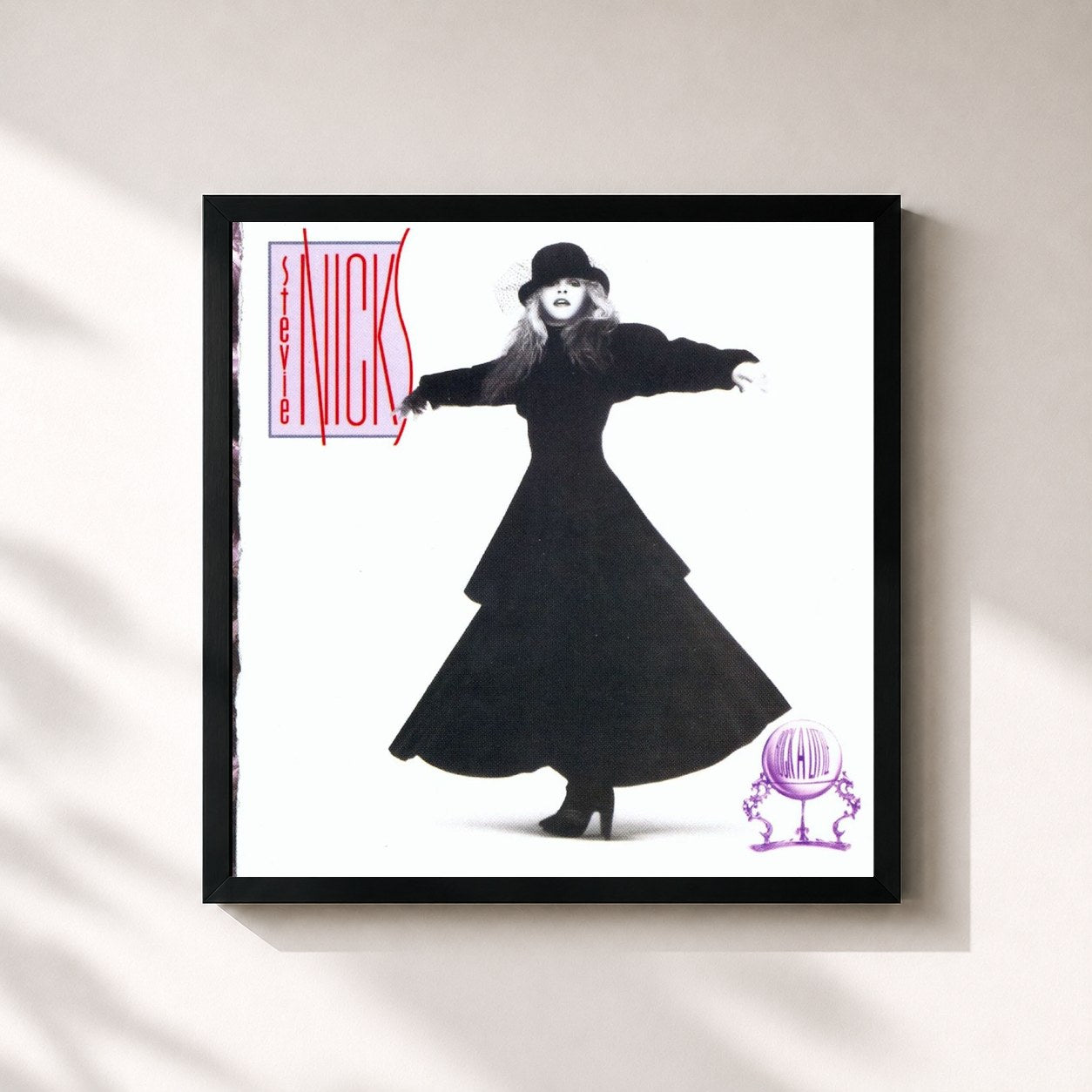 #noir Tableau carré de l'album Rock a Little de Stevie Nicks, cadre noir 32x32 cm