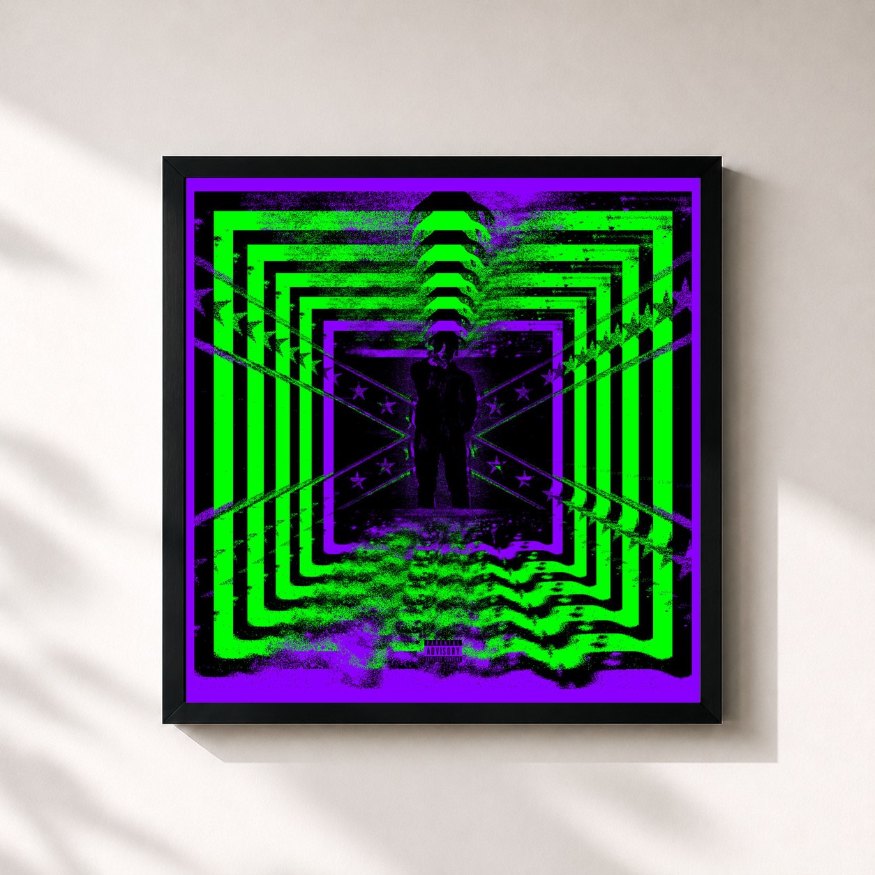 #noir Tableau carré de l'album 32 Zel de Denzel Curry, cadre noir 32x32 cm
