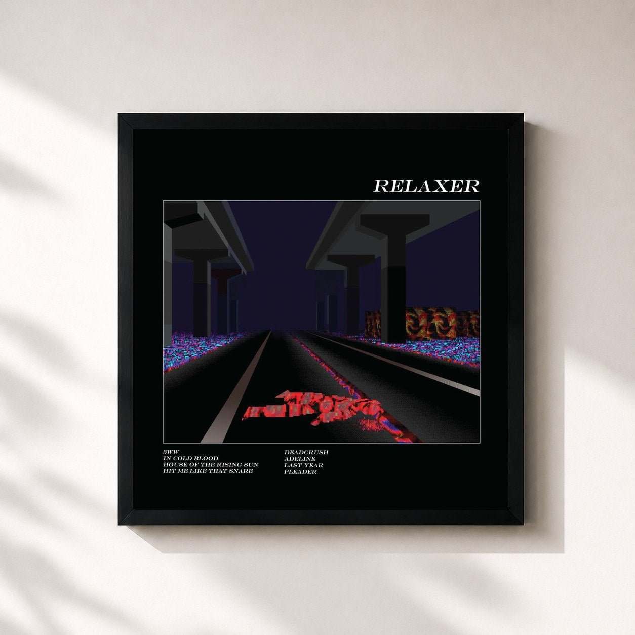 #noir Tableau carré de l'album RELAXER de alt-J, cadre noir 32x32 cm