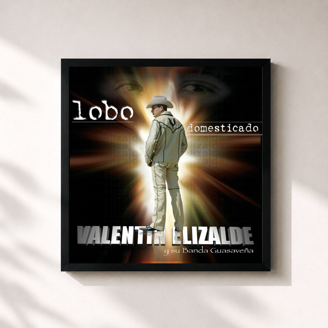 #noir Tableau carré de l'album Lobo Domesticado de Valentin Elizalde, cadre noir 32x32 cm