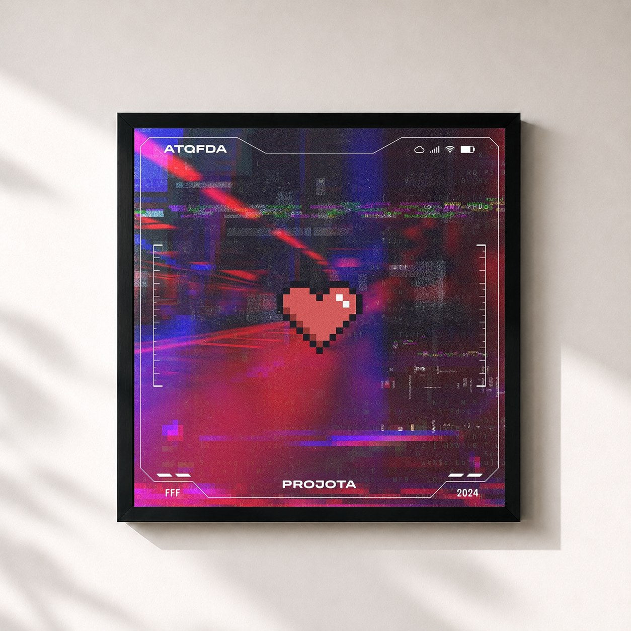 #noir Tableau carré de l'album Alguém Tinha Que Falar De Amor de Projota, cadre noir 32x32 cm