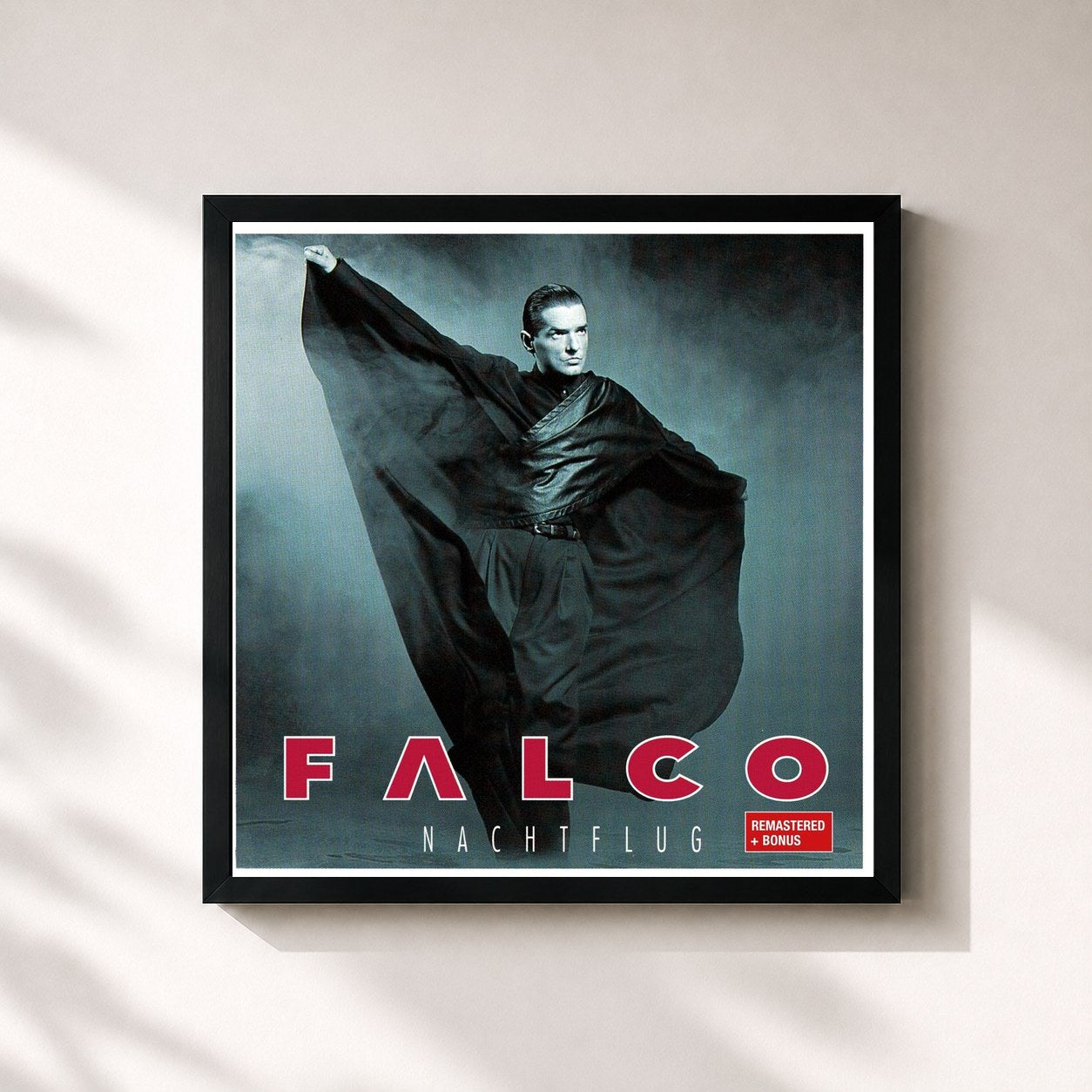 #noir Tableau carré de l'album Nachtflug (Remastered 2012) de Falco, cadre noir 32x32 cm