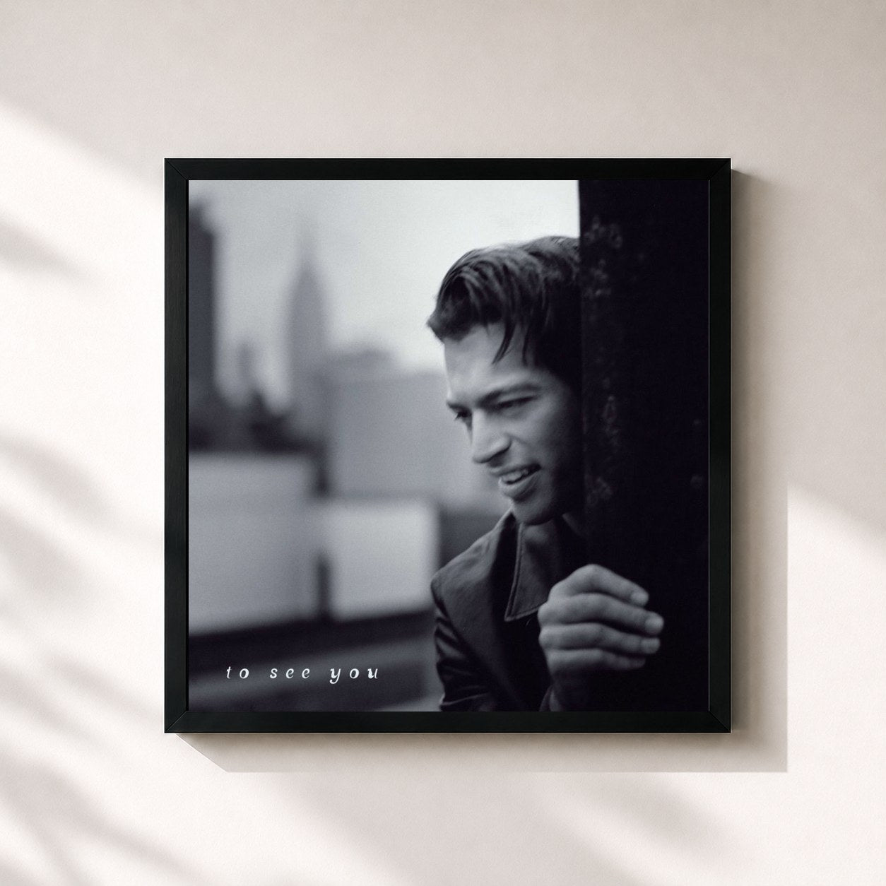 #noir Tableau carré de l'album To See You de Harry Connick Jr., cadre noir 32x32 cm