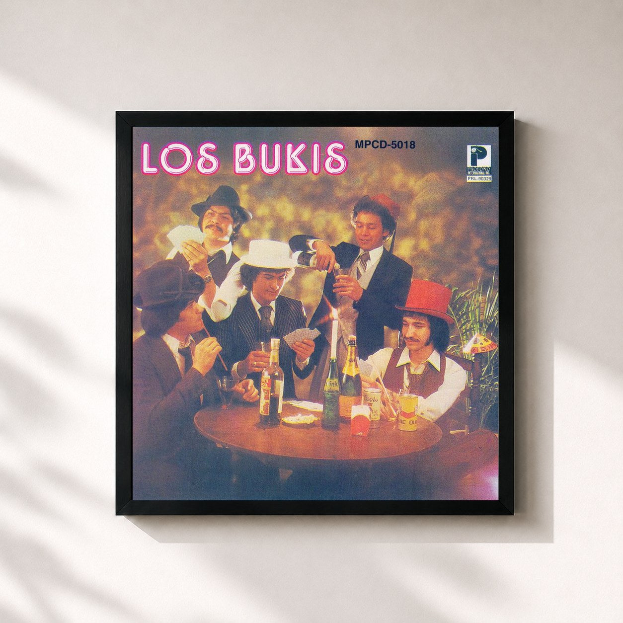 #noir Tableau carré de l'album Los Bukis de Los Bukis, cadre noir 32x32 cm