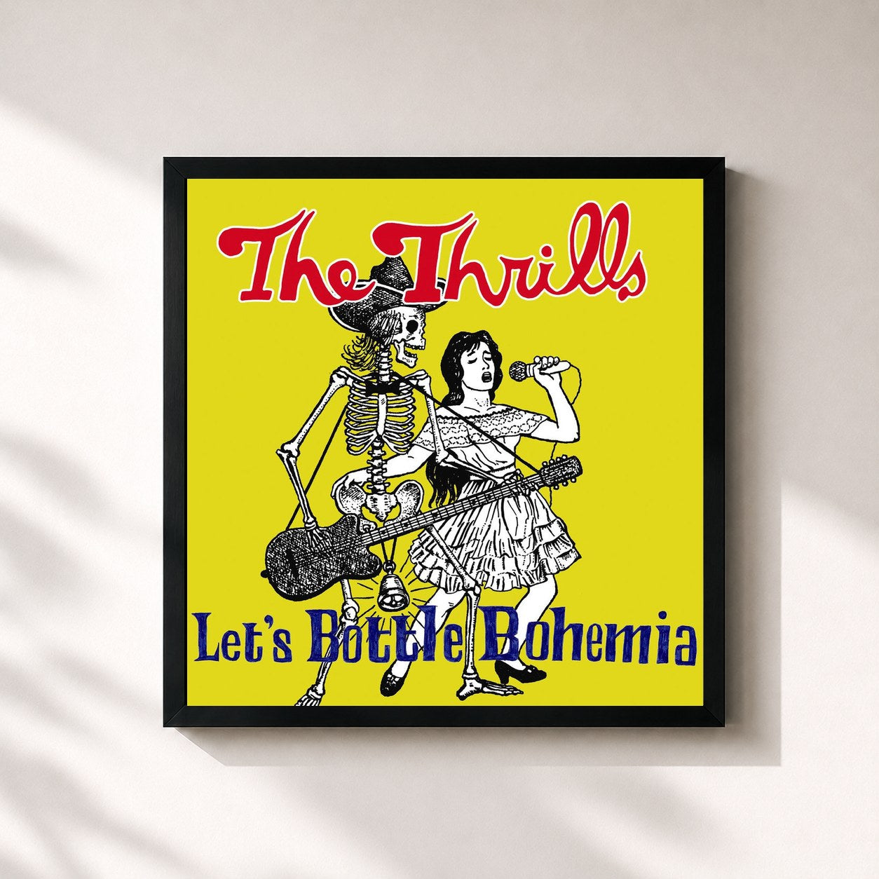 #noir Tableau carré de l'album Let's Bottle Bohemia de The Thrills, cadre noir 32x32 cm