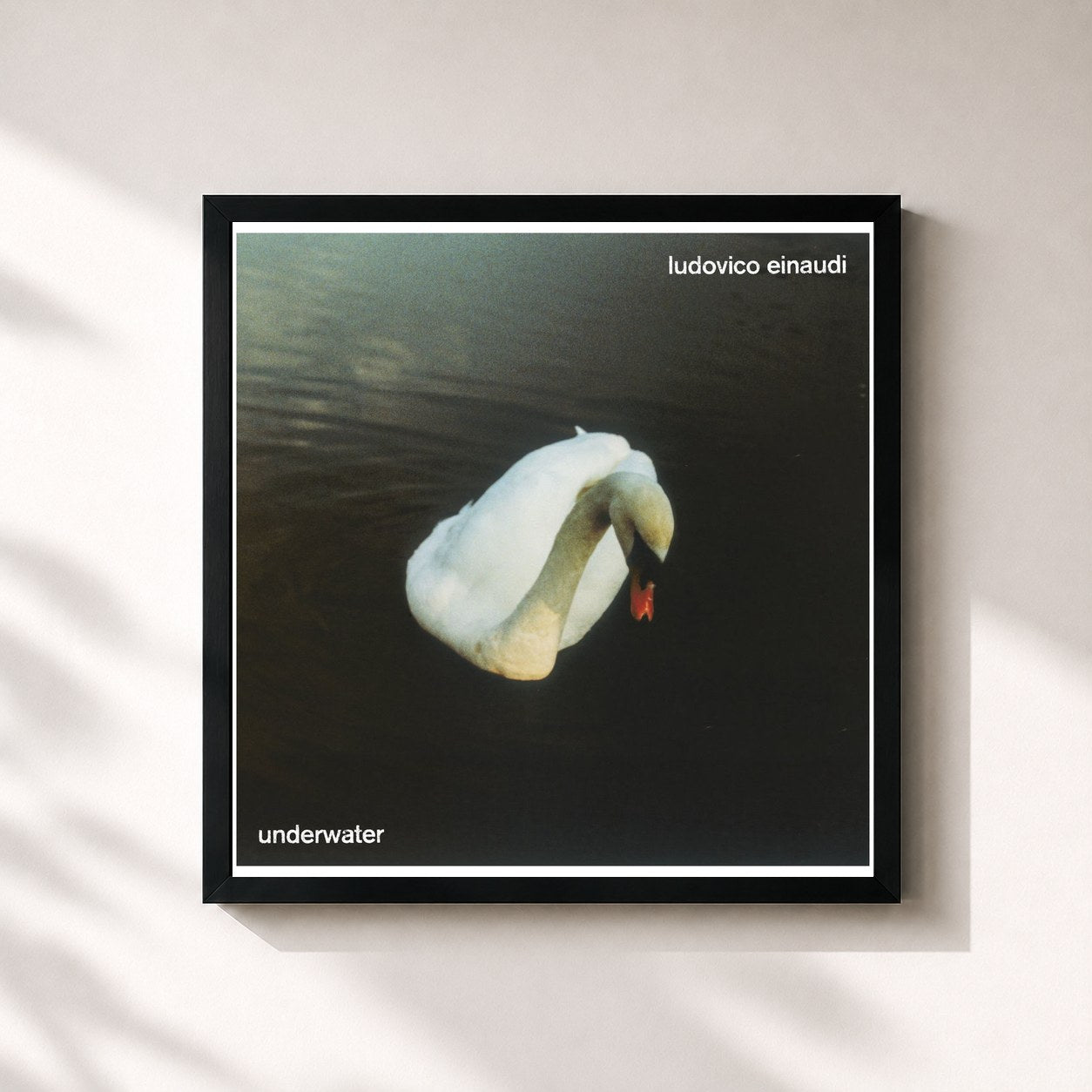 #noir Tableau carré de l'album Underwater de Ludovico Einaudi, cadre noir 32x32 cm