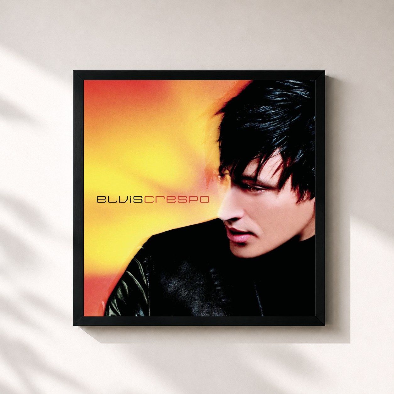 #noir Tableau carré de l'album Wow Flash! de Elvis Crespo, cadre noir 32x32 cm