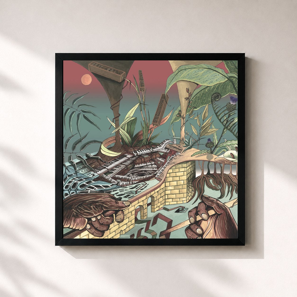 #noir Tableau carré de l'album Afrobeat Makers, Vol. 3 (The Tony Allen Experiments) de Nu Genea, cadre noir 32x32 cm