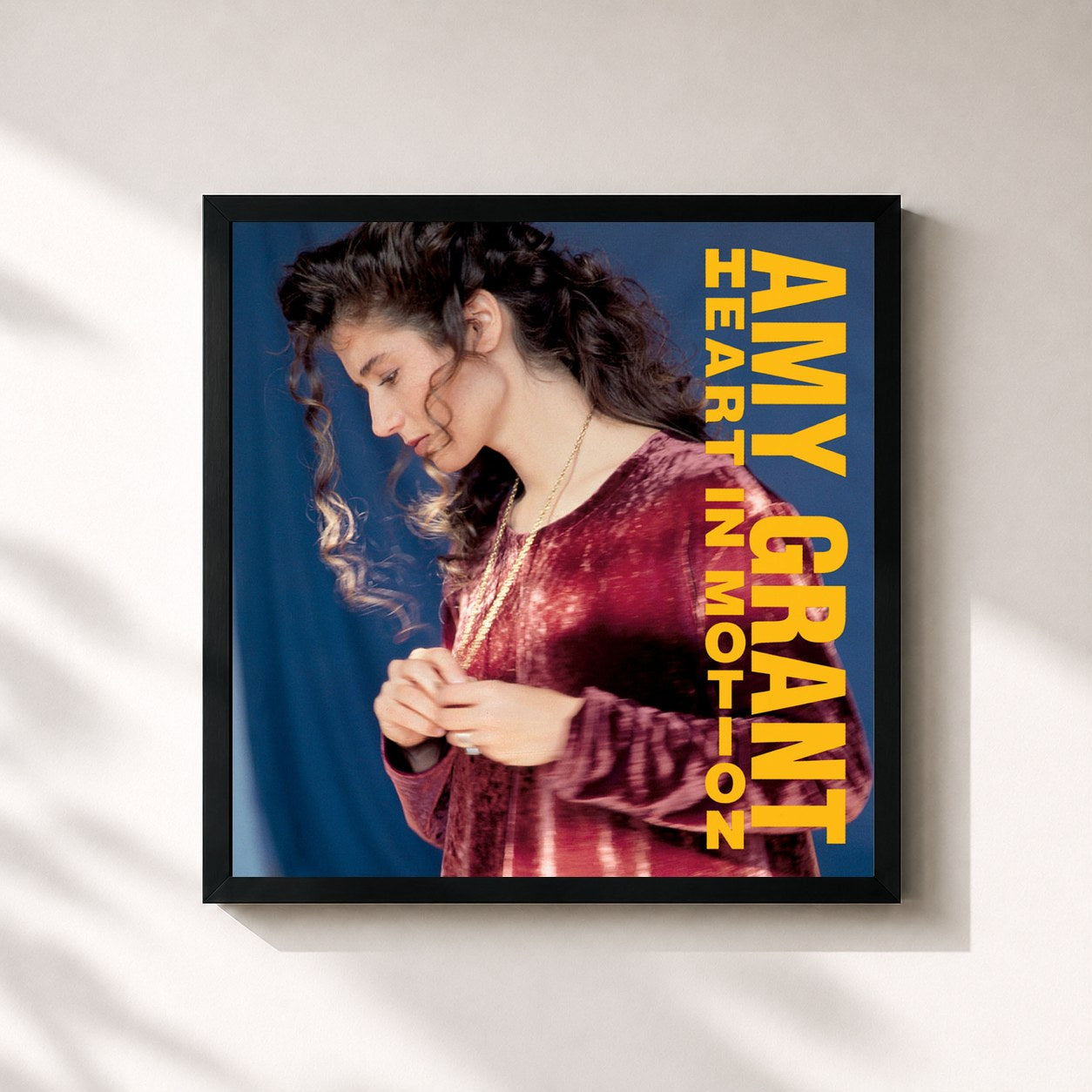 #noir Tableau carré de l'album Heart In Motion de Amy Grant, cadre noir 32x32 cm