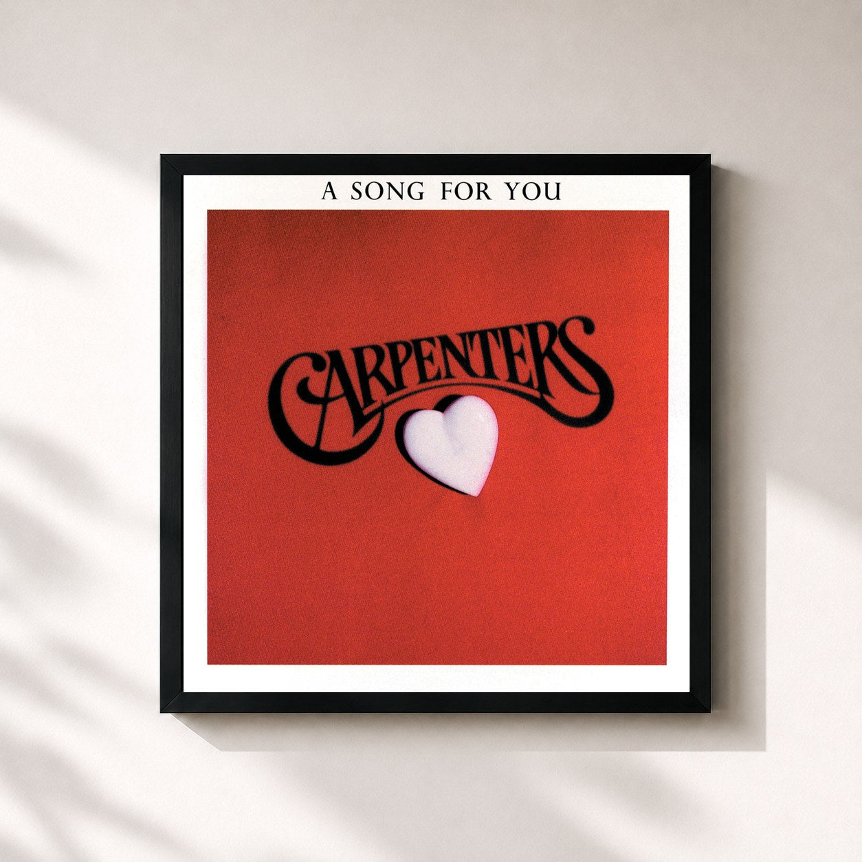 #noir Tableau carré de l'album A Song For You de Carpenters, cadre noir 32x32 cm