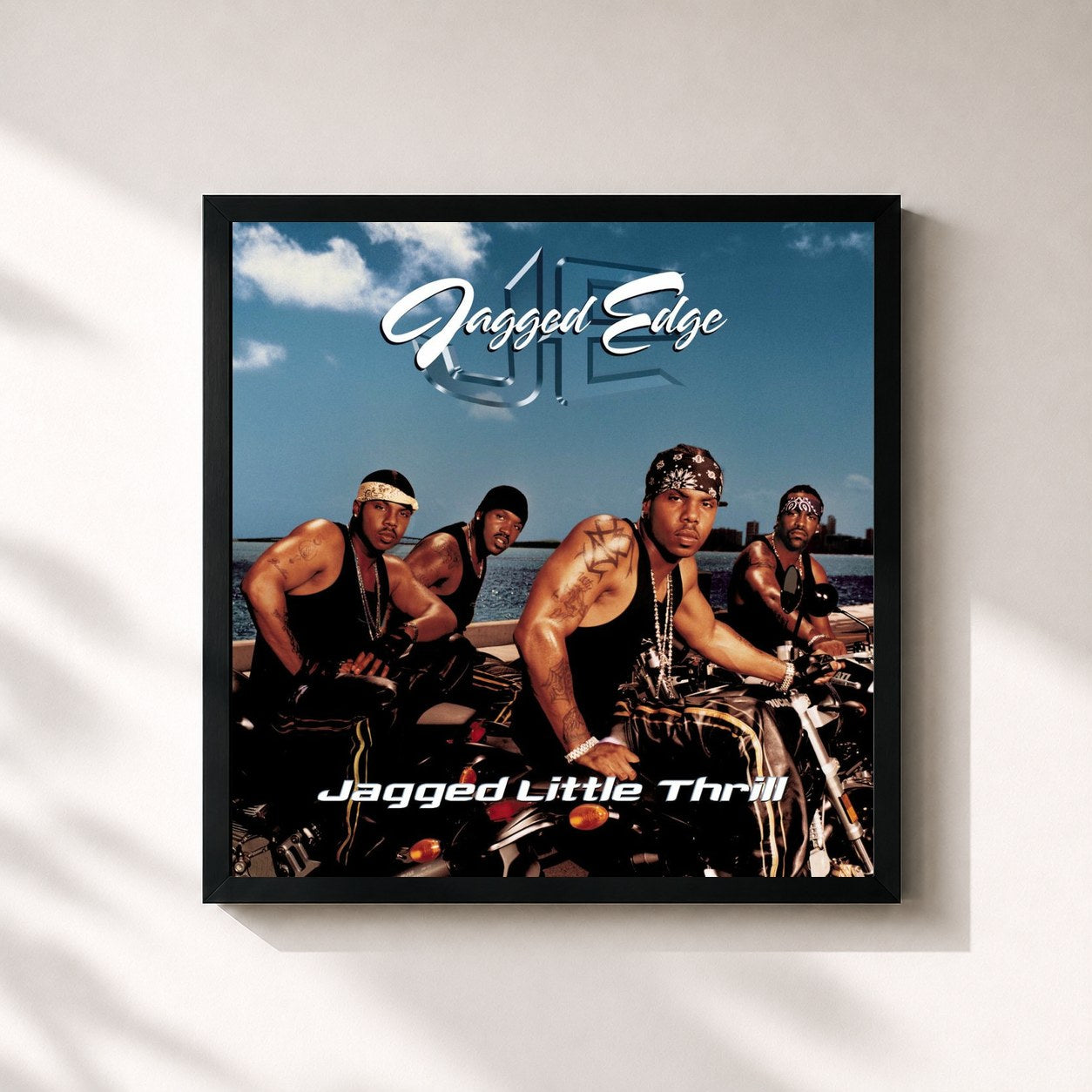 #noir Tableau carré de l'album Jagged Little Thrill de Jagged Edge, cadre noir 32x32 cm