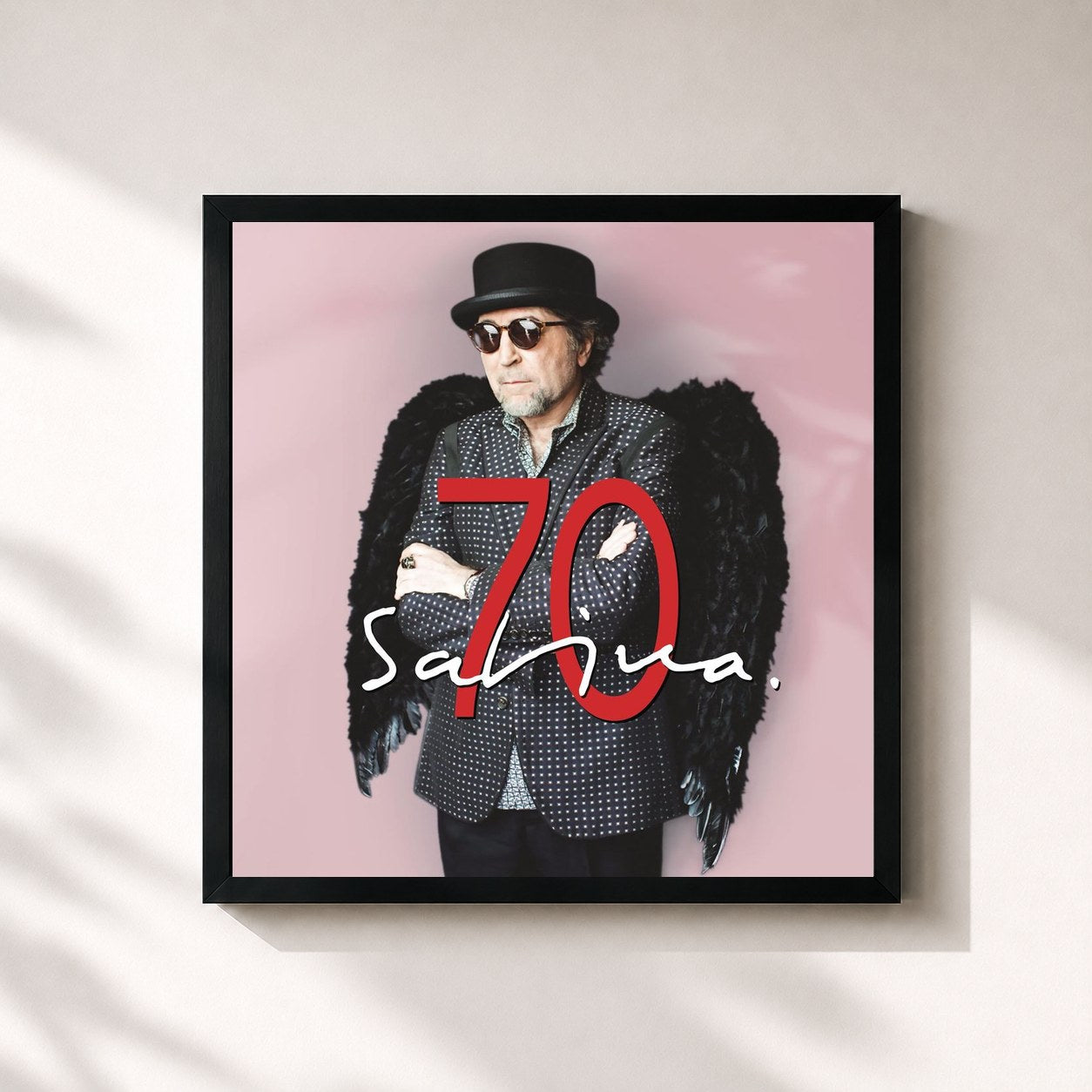 #noir Tableau carré de l'album Sabina 70 de Joaquín Sabina, cadre noir 32x32 cm