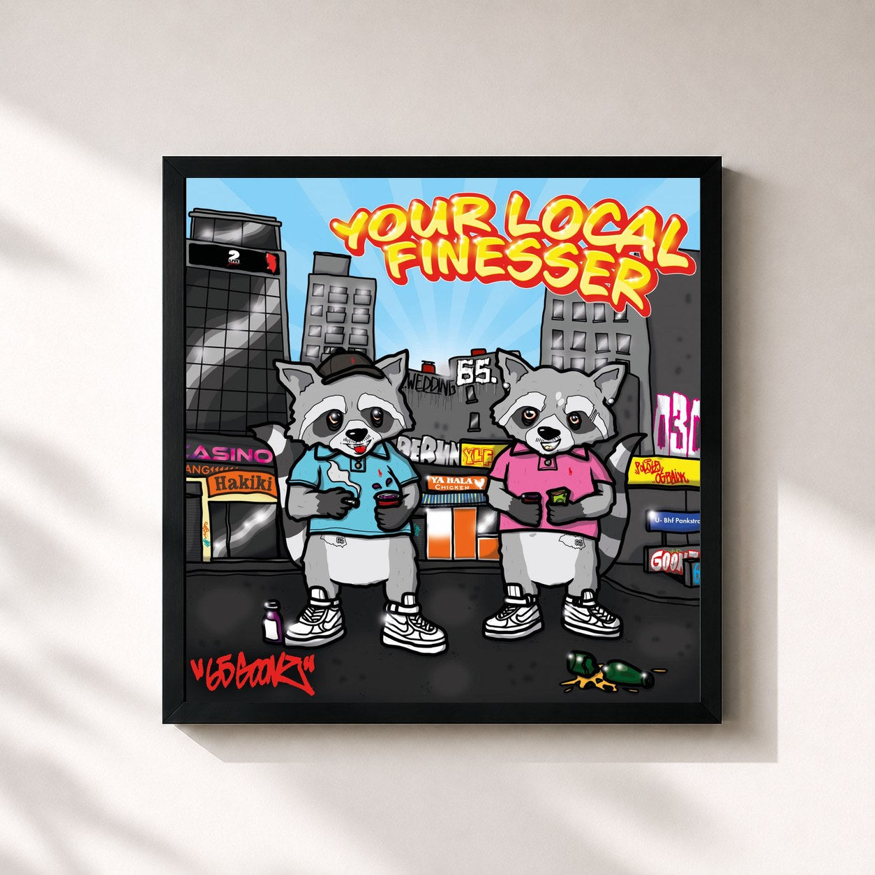 #noir Tableau carré de l'album Your Local Finesser de 65Goonz, cadre noir 32x32 cm