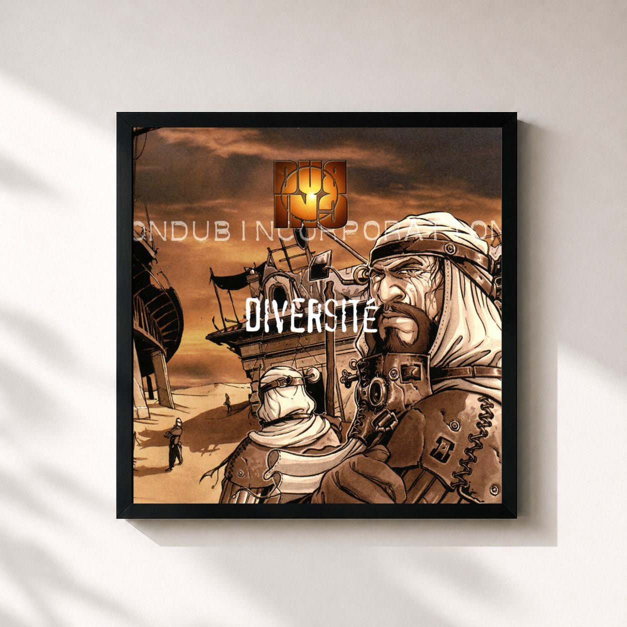 #noir Tableau carré de l'album Diversité de Dub Inc, cadre noir 32x32 cm