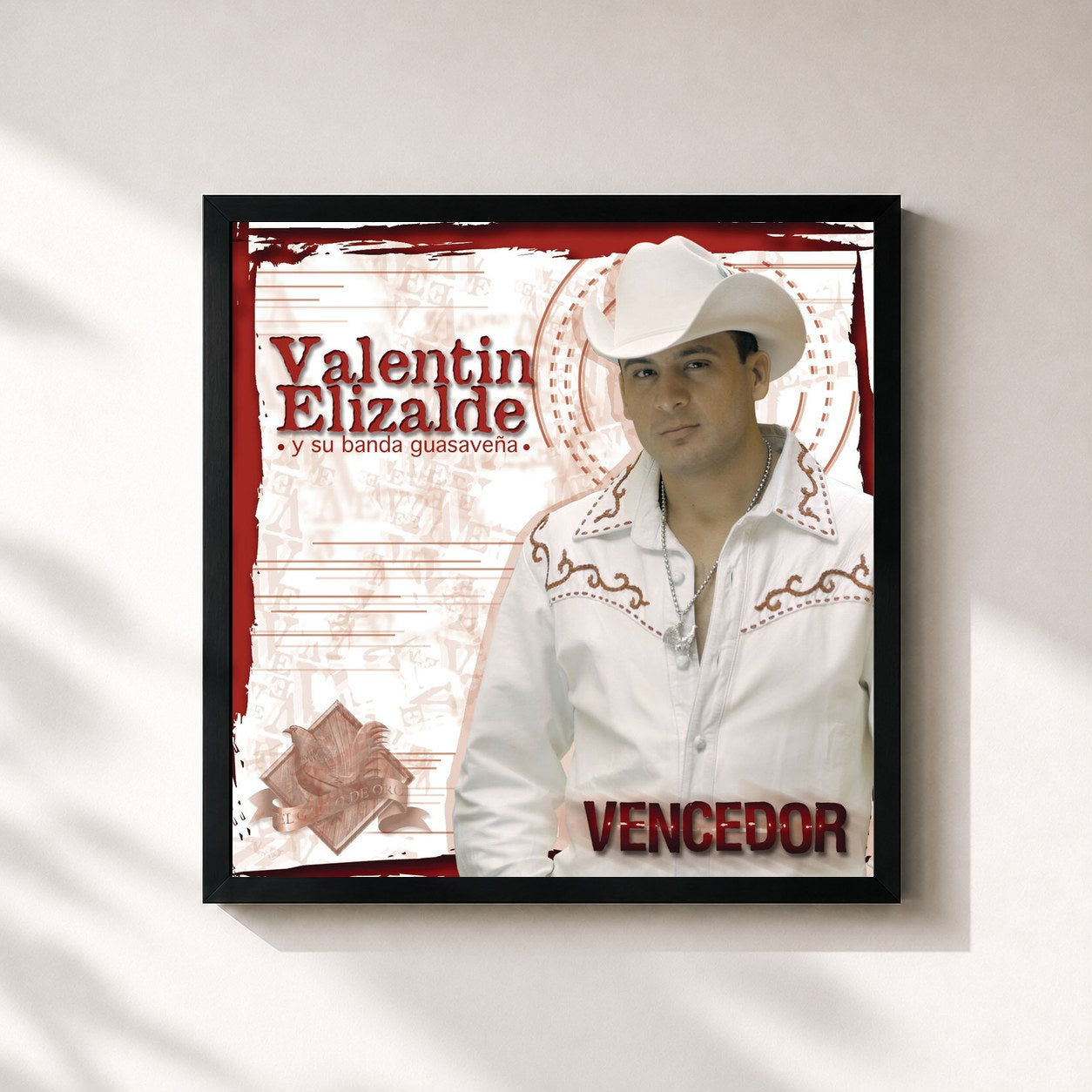 #noir Tableau carré de l'album Vencedor de Valentin Elizalde, cadre noir 32x32 cm