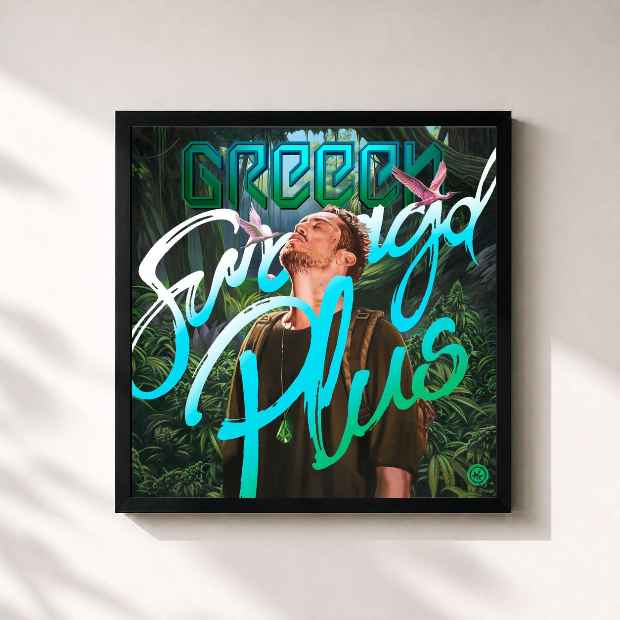 #noir Tableau carré de l'album Smaragd plus de GReeeN, cadre noir 32x32 cm
