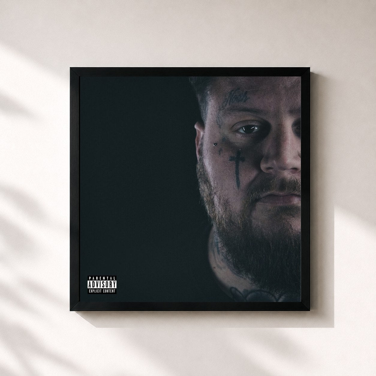 #noir Tableau carré de l'album A Beautiful Disaster de Jelly Roll, cadre noir 32x32 cm