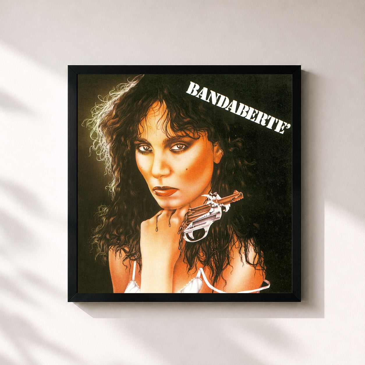 #noir Tableau carré de l'album BANDABERTÈ de Loredana Bertè, cadre noir 32x32 cm