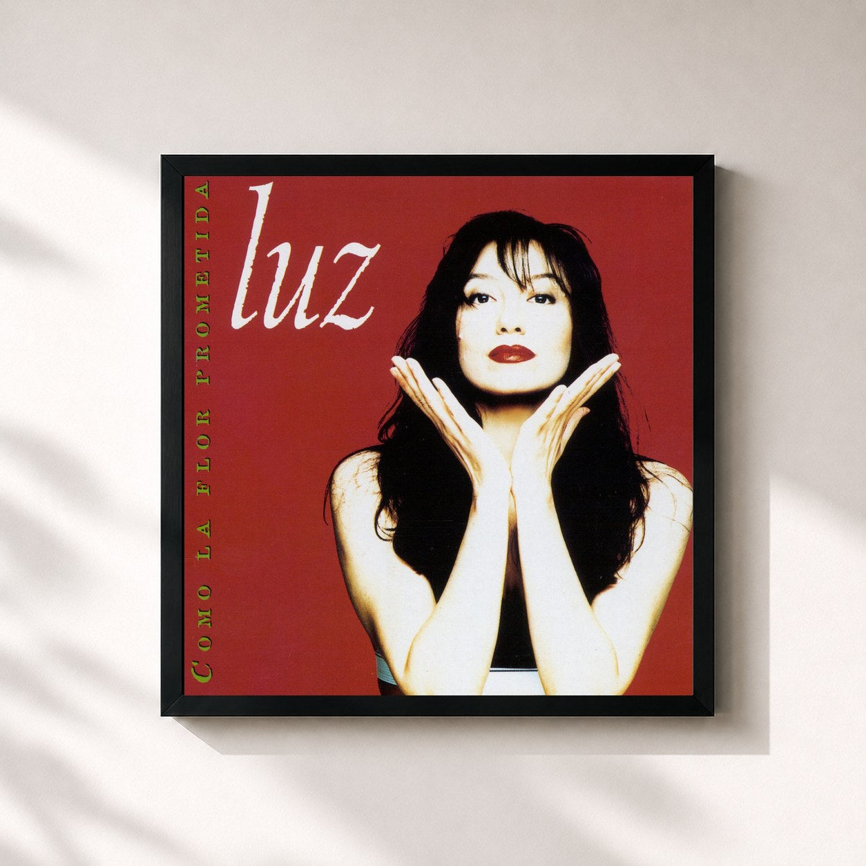 #noir Tableau carré de l'album Como la flor prometida de Luz Casal, cadre noir 32x32 cm