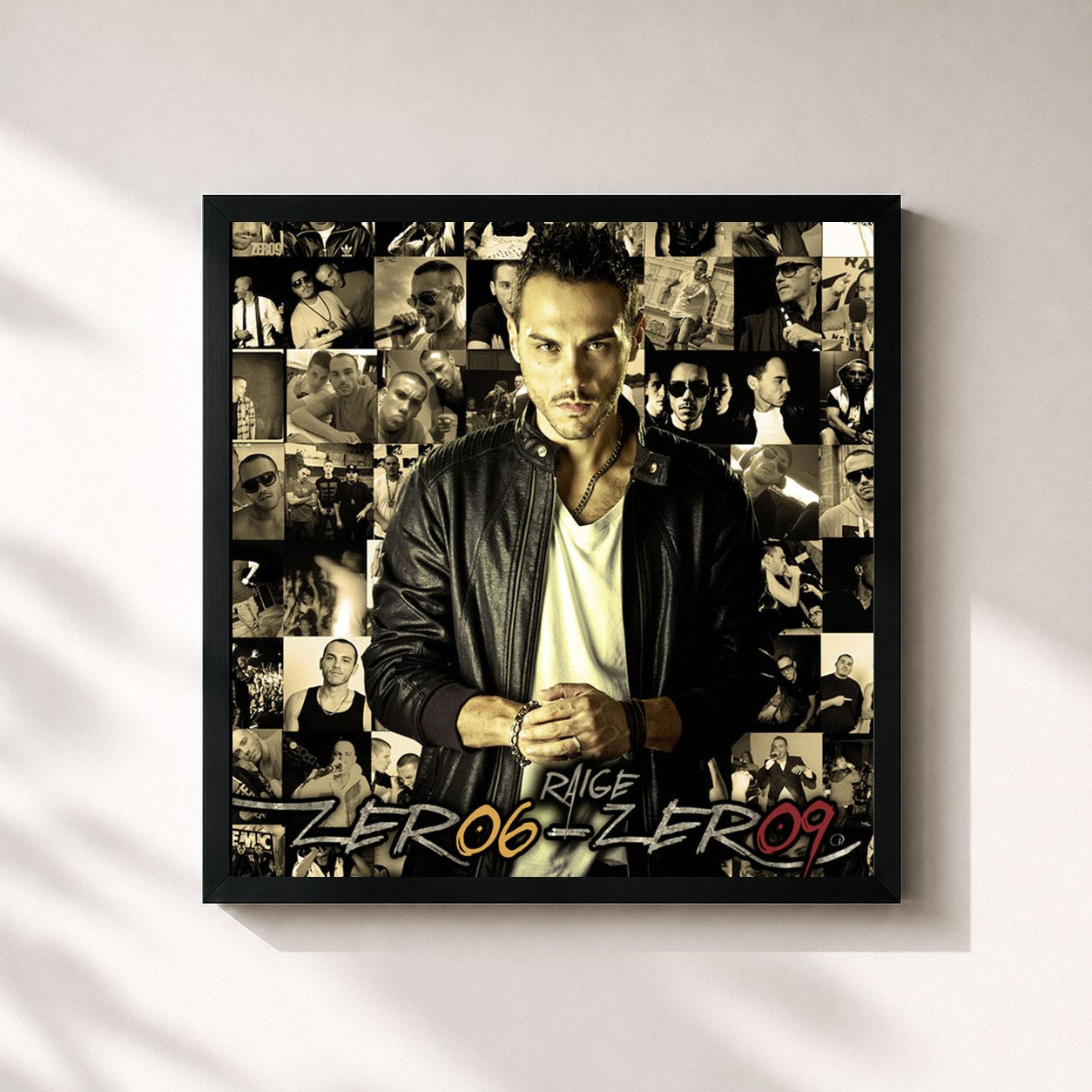 #noir Tableau carré de l'album Zer06 - Zer09 de Raige, cadre noir 32x32 cm