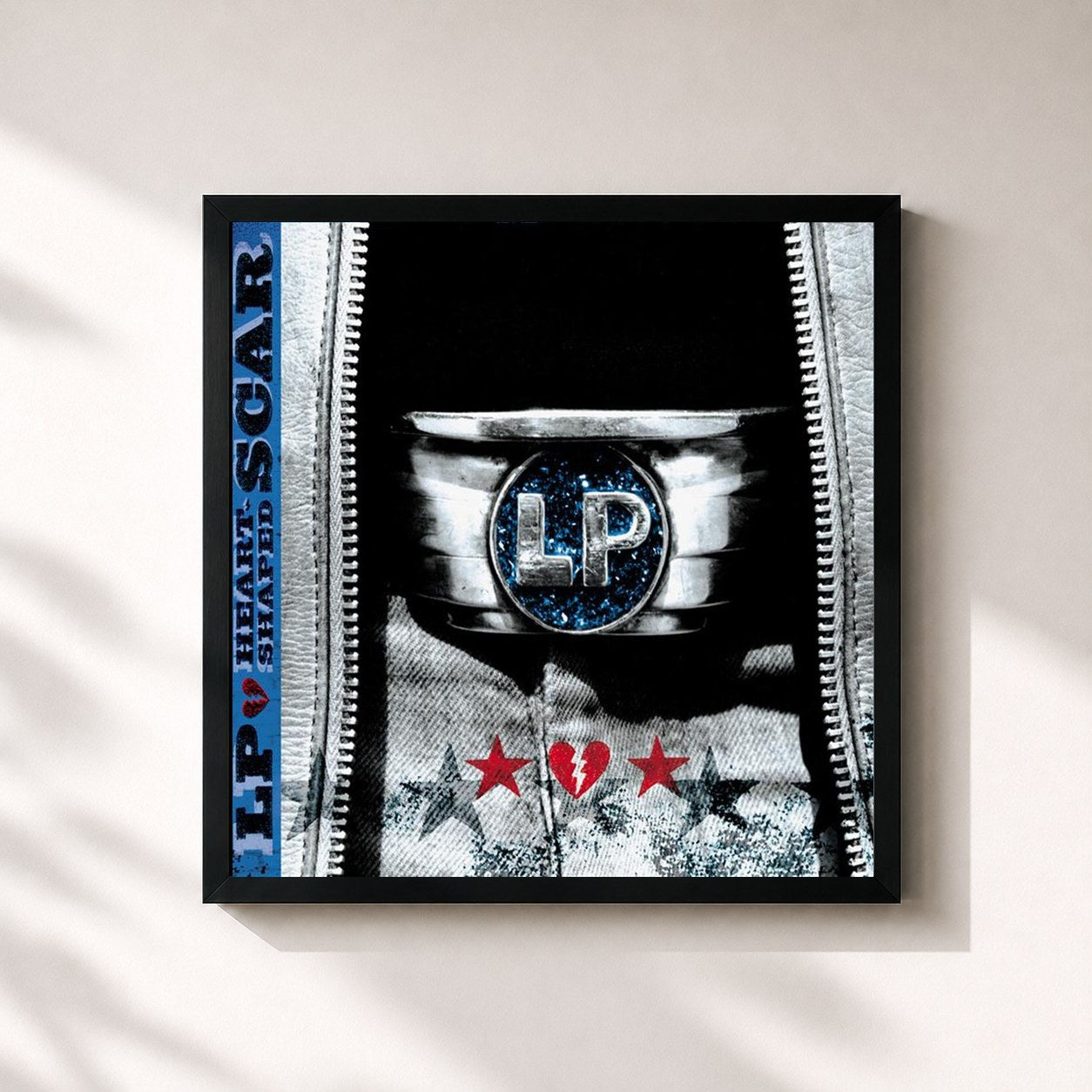#noir Tableau carré de l'album Heart Shaped Scar de LP, cadre noir 32x32 cm