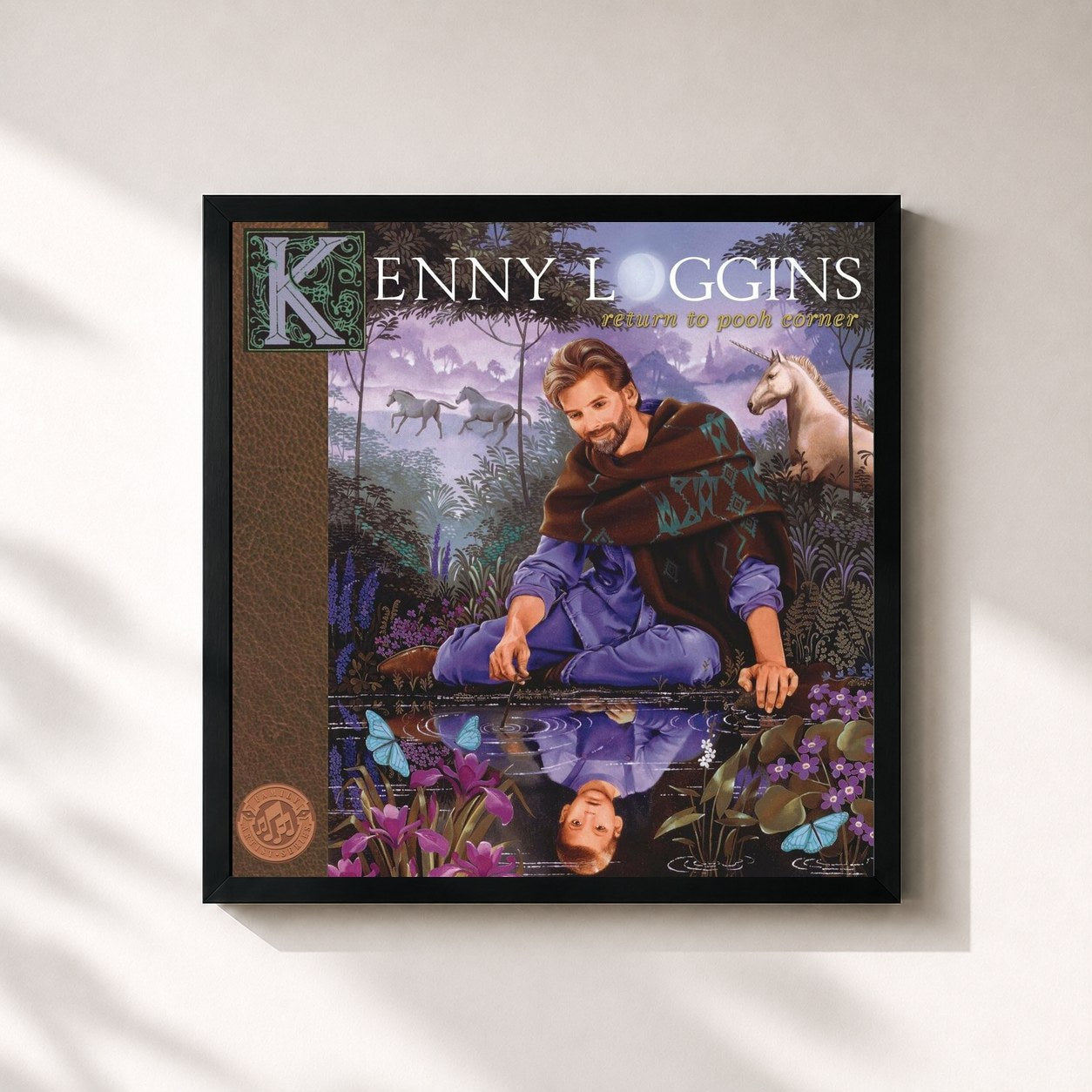 #noir Tableau carré de l'album Return To Pooh Corner de Kenny Loggins, cadre noir 32x32 cm