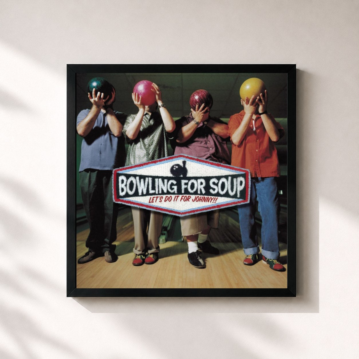#noir Tableau carré de l'album Let's Do It For Johnny de Bowling for Soup, cadre noir 32x32 cm