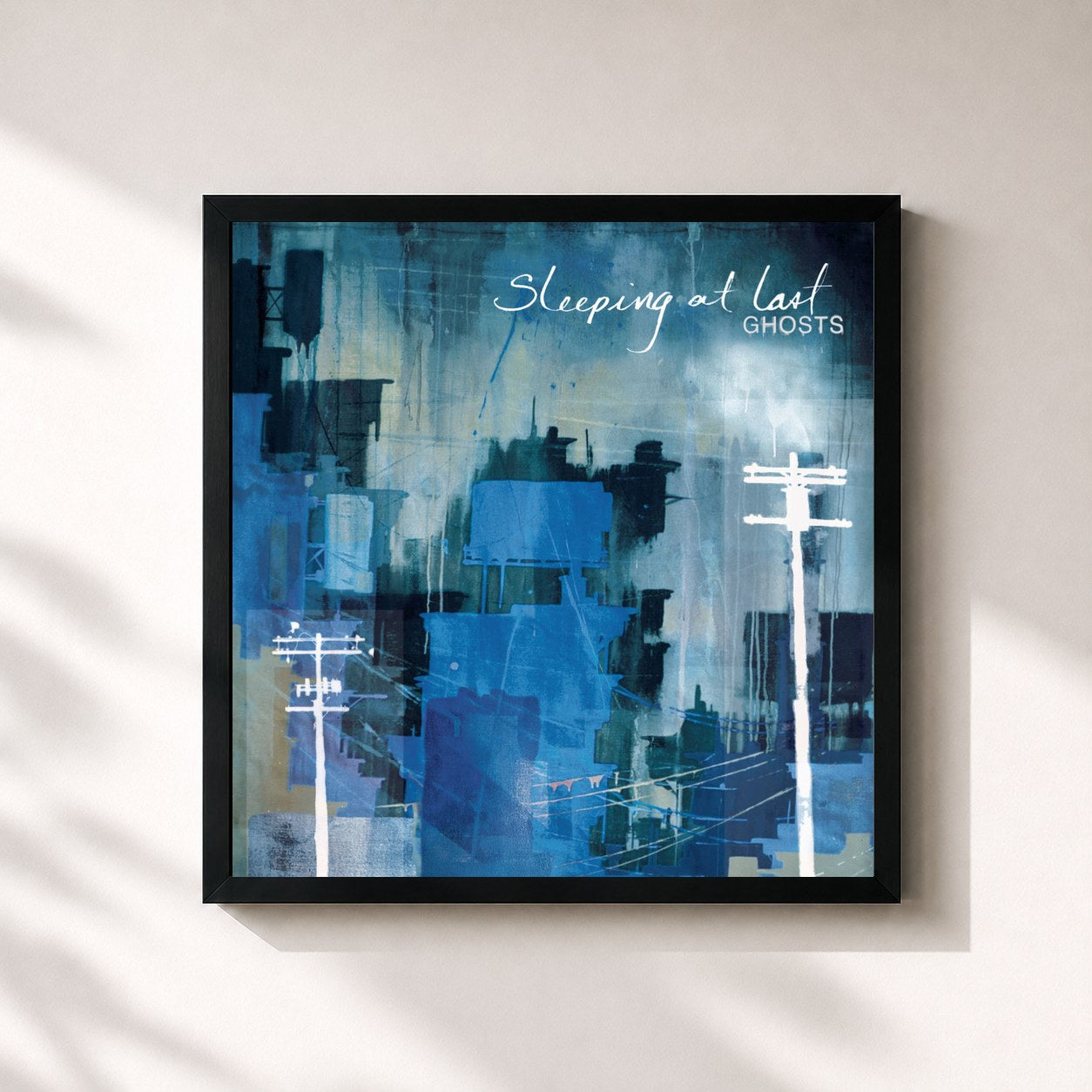 #noir Tableau carré de l'album Ghosts de Sleeping At Last, cadre noir 32x32 cm