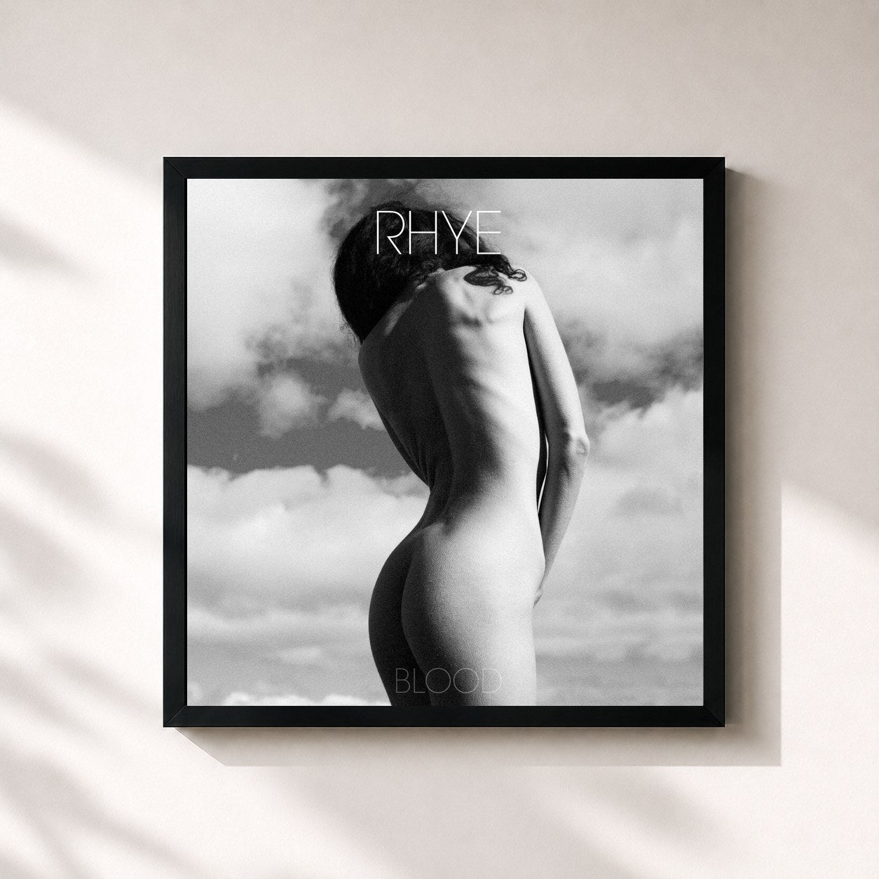 #noir Tableau carré de l'album Blood de Rhye, cadre noir 32x32 cm
