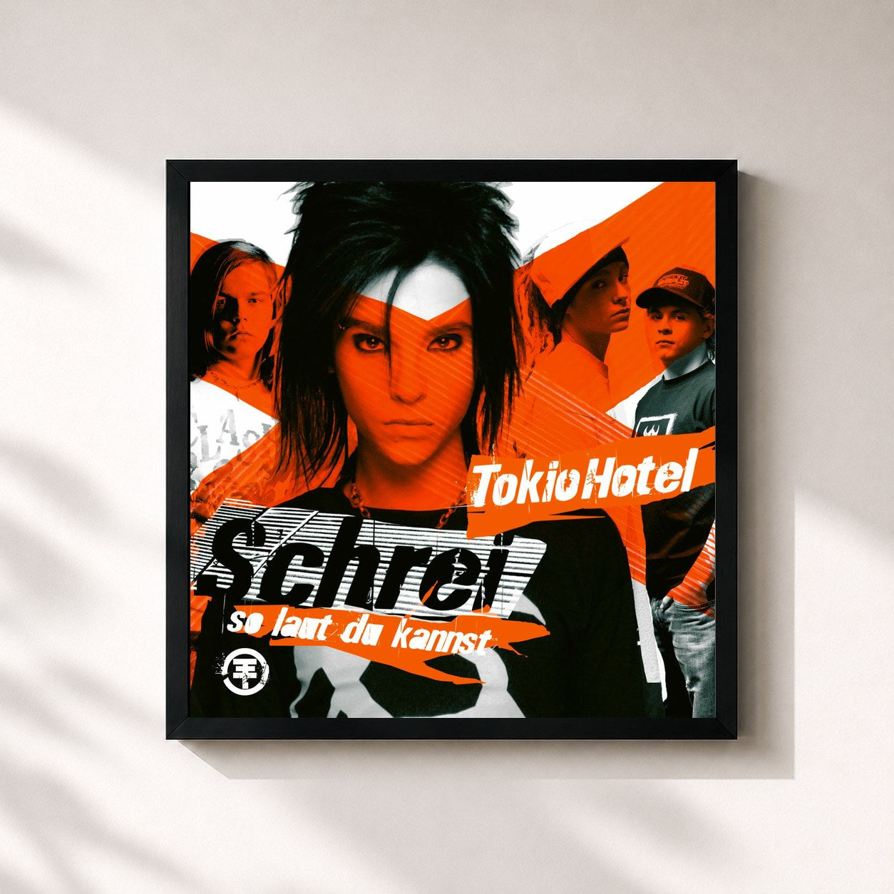 #noir Tableau carré de l'album Schrei (so laut du kannst) (New Version) de Tokio Hotel, cadre noir 32x32 cm