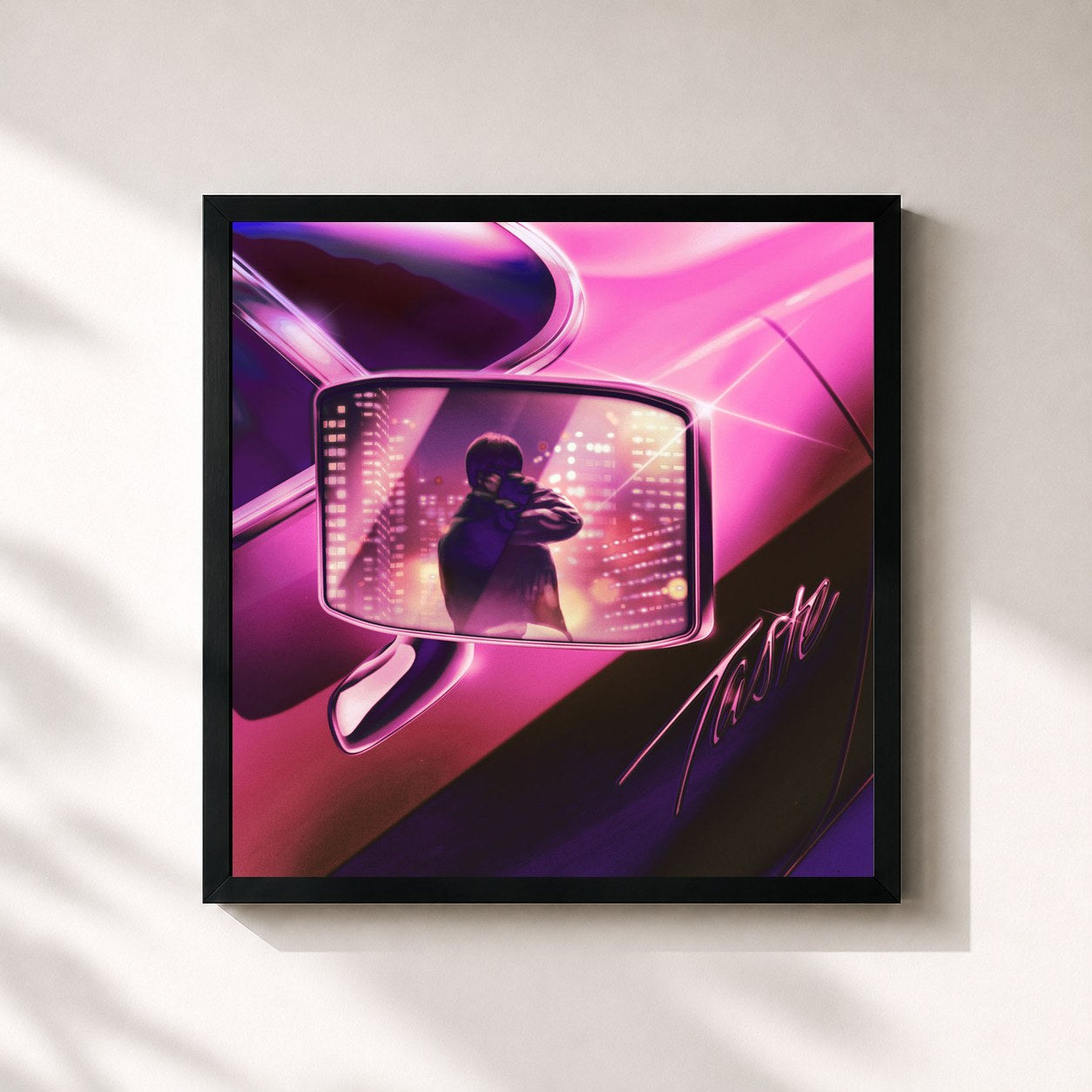 #noir Tableau carré de l'album TASTE - The 1st Album de HAECHAN, cadre noir 32x32 cm