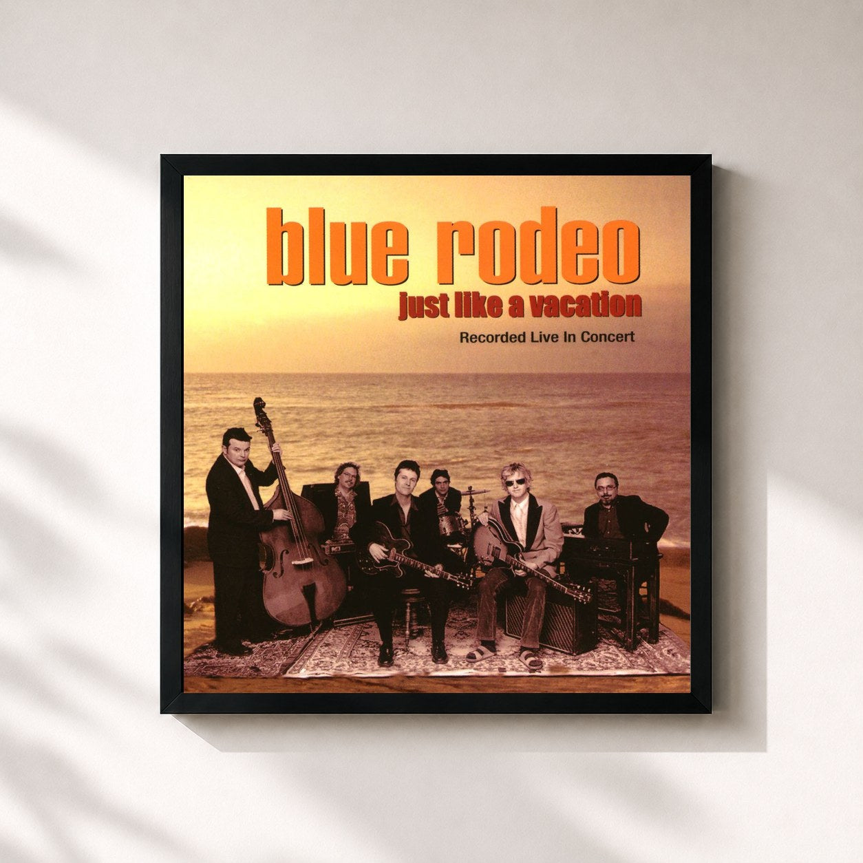 #noir Tableau carré de l'album Just Like a Vacation de Blue Rodeo, cadre noir 32x32 cm