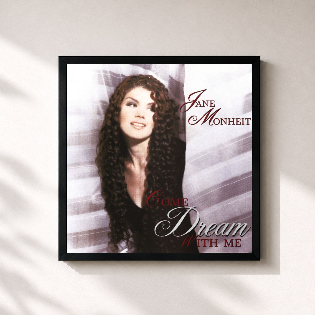 #noir Tableau carré de l'album Come Dream with Me de Jane Monheit, cadre noir 32x32 cm