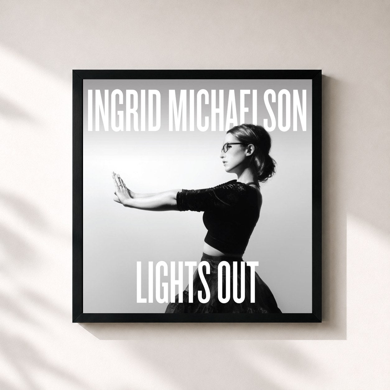 #noir Tableau carré de l'album Lights Out de Ingrid Michaelson, cadre noir 32x32 cm