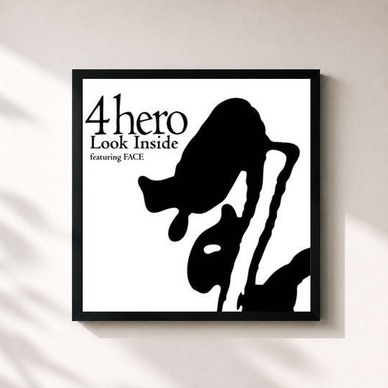 #noir Tableau carré de l'album Look Inside de 4hero, cadre noir 32x32 cm