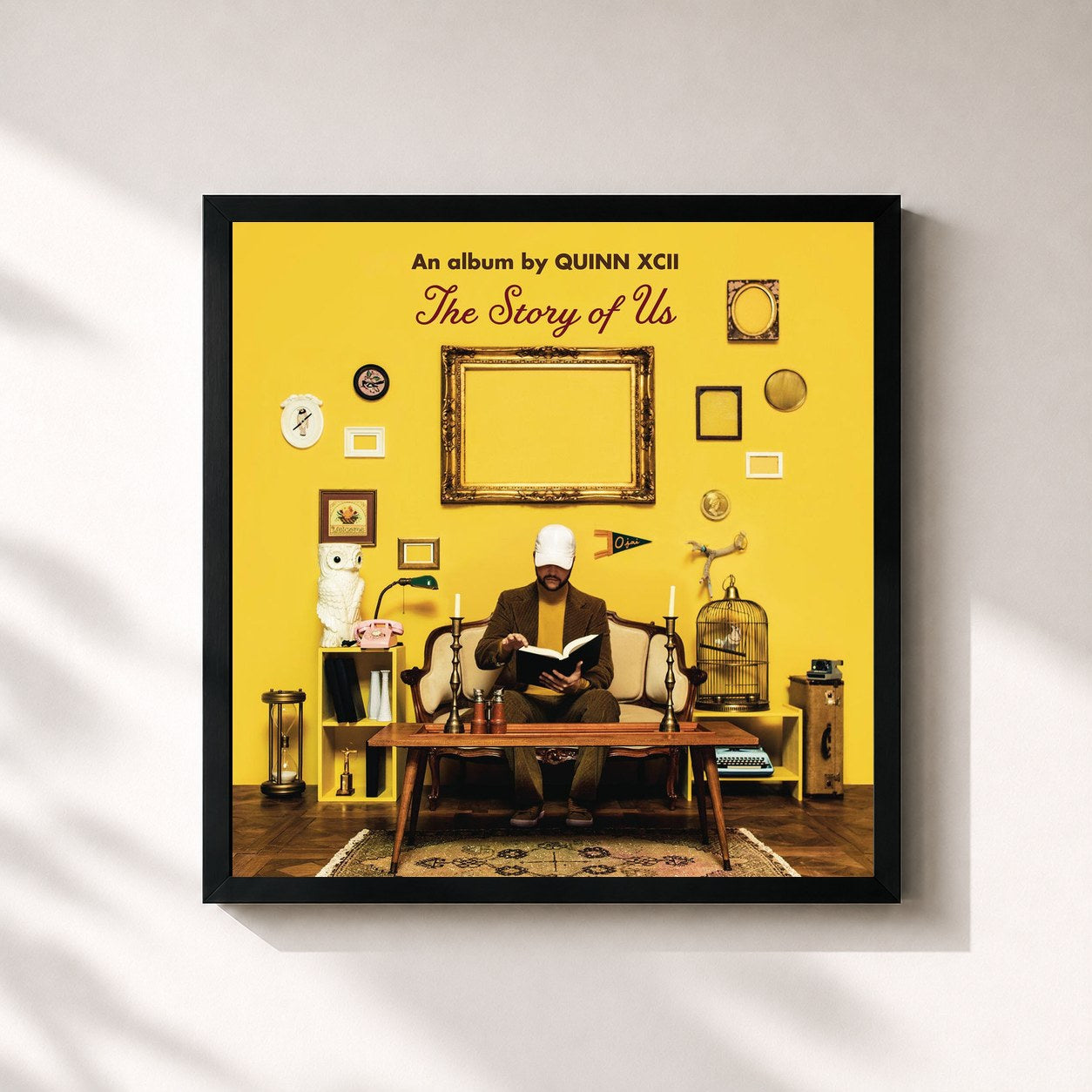#noir Tableau carré de l'album The Story of Us de Quinn XCII, cadre noir 32x32 cm